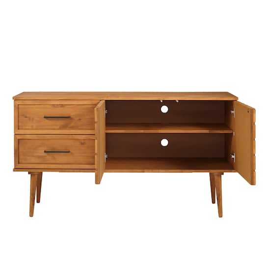 Walker Edison 58" Caramel Solid Wood 2-Drawer Prism Sideboard